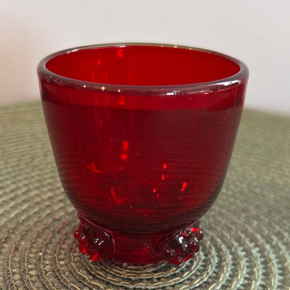Blenko Applied Rosette Ruby Red Whiskey Tumblers or Shot Glass in pristine shape - Picture 2 of 8